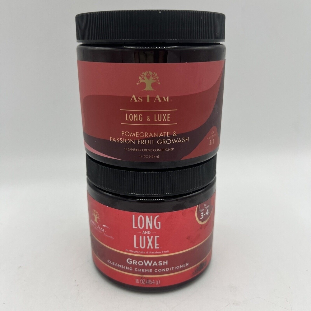 2 x As I Am Long and Luxe GroWash Cleansing Creme Conditioner 16 oz.